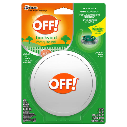 OFF! Mosquito Coil IV starter kit packaging shows six coils for outdoor protection.