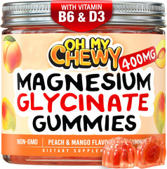 OH MY CHEWY center-filled magnesium glycinate gummies bottle showing 400 mg per serving.