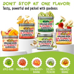 OH MY CHEWY jar displays non-GMO and sugar-free branding for wellness.