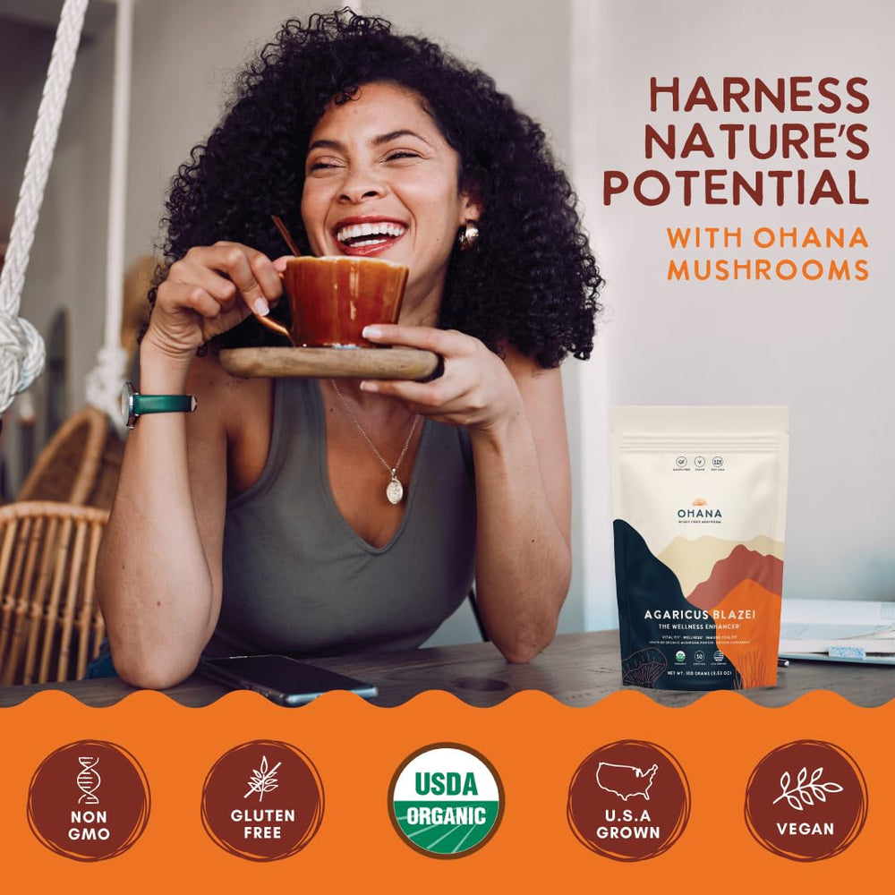 Ohana Agaricus Blazei powder added to smoothies or tea