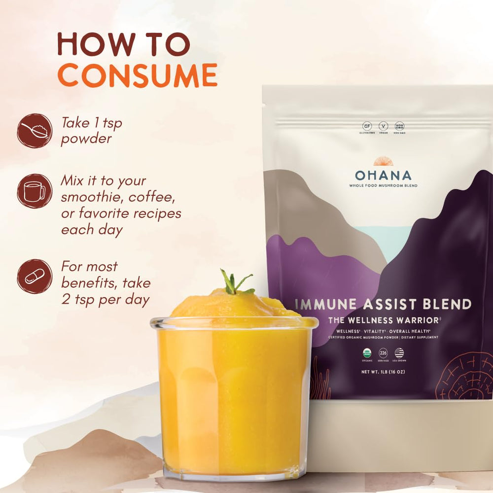 Ohana Immune Assist Blend tea cup promotes a warm beverage routine.