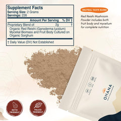 Ohana Red Reishi organic label showing USDA certification and purity.
