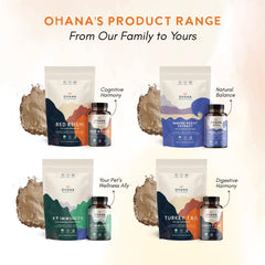 Ohana Turkey Tail packaging on a pantry shelf indicating USA-grown origin