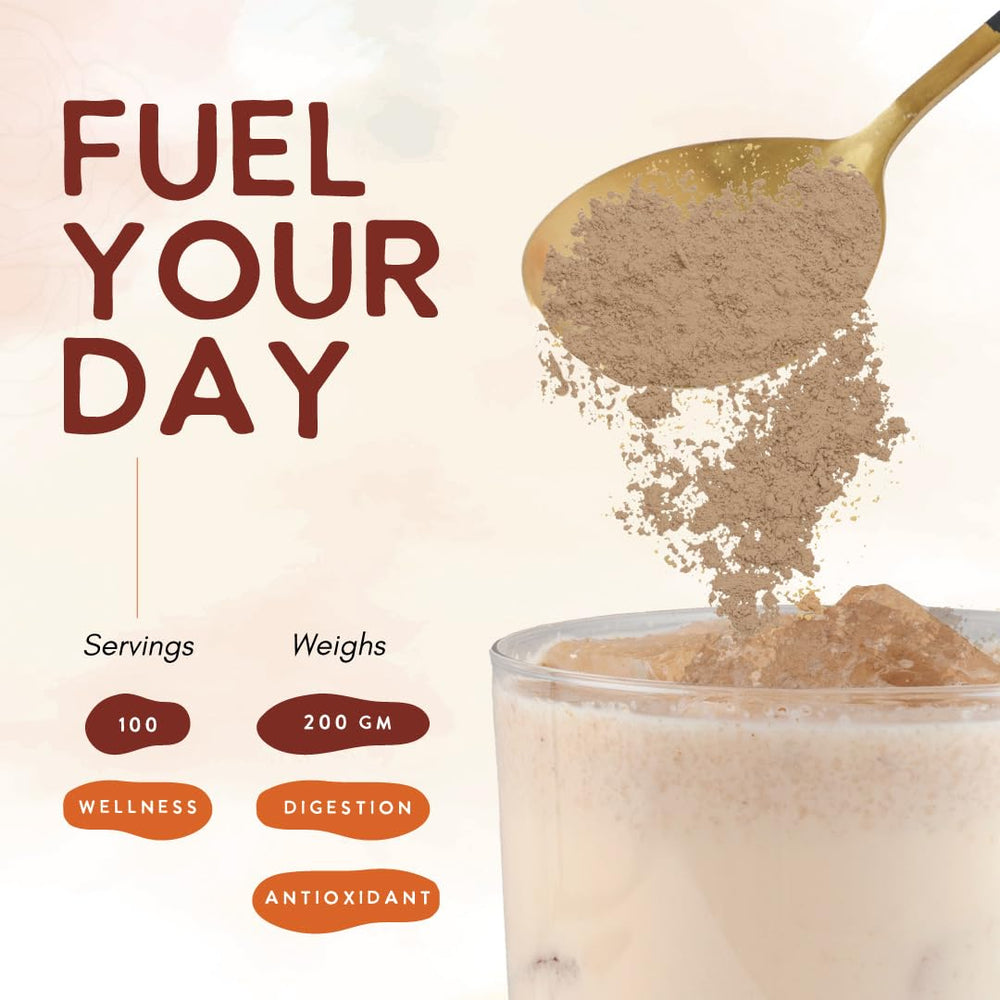 Ohana Turkey Tail powder closeup reveals earthy texture ideal for smoothies.