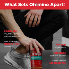 Oh!mino pre-workout scene suggests focus and stamina during training.