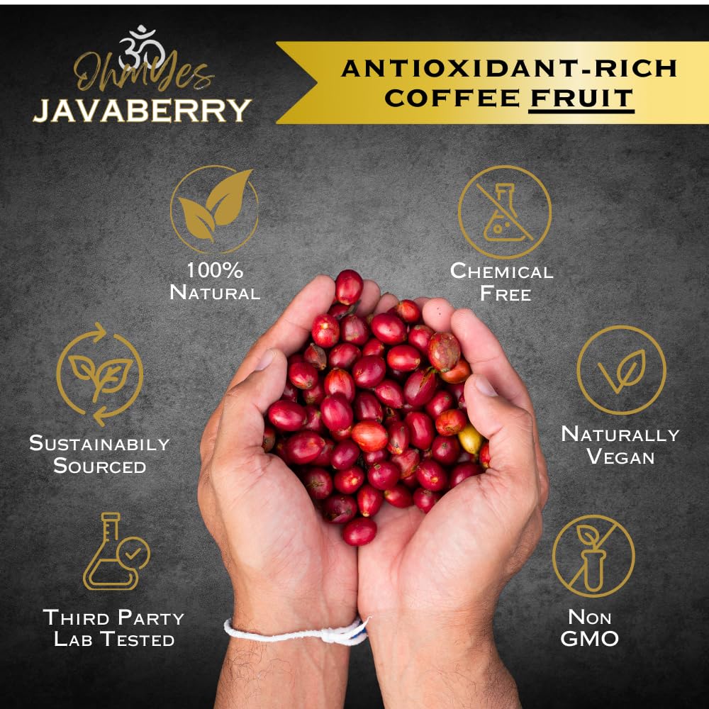 OhmYes Javaberry liquid concentrate ready to mix into smoothies.