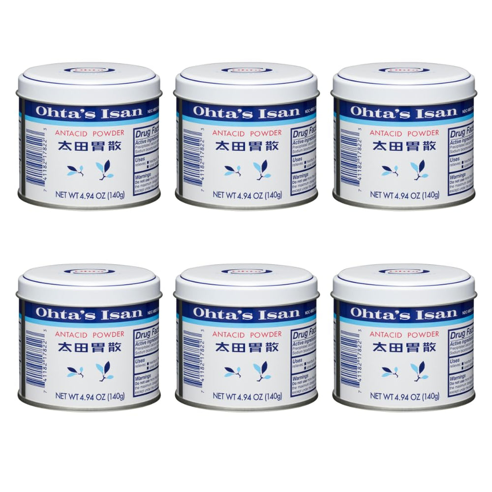 Ohta's Isan antacid herbal powder can seen from top for quick heartburn relief after meals.