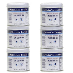 Kitchen shelf scene shows Ohta's Isan can for on-the-go symptom relief.