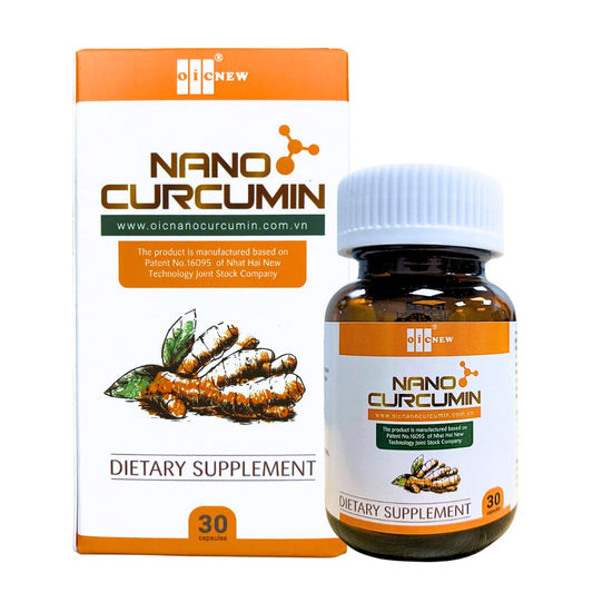 OIC NEW Nano Curcumin bottle front, convenient daily supplement for digestive support.