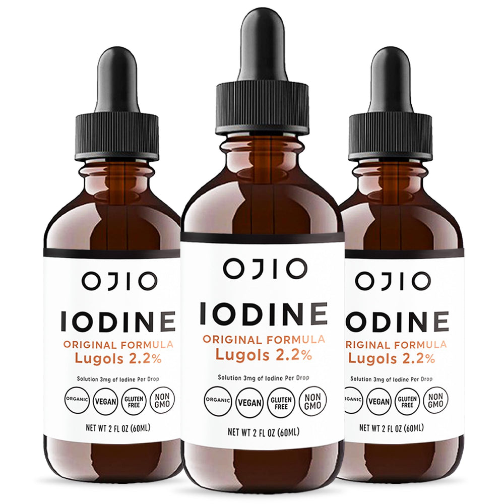 Ojio Lugol's Iodine solution bottle pour shows easy daily dosing