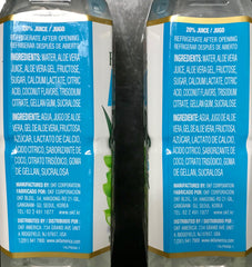 OKF Farmers Aloe Vera Drink Coco 10 label shown, emphasizing organic ingredients and awards.