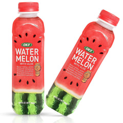OKF Watermelon with Aloe Vera bottle front shows vibrant label for on-the-go hydration