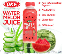 OKF Watermelon with Aloe Vera drink on kitchen table in natural light