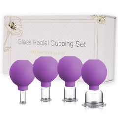 Okmaba glass facial cupping set with four cups in box for home use.