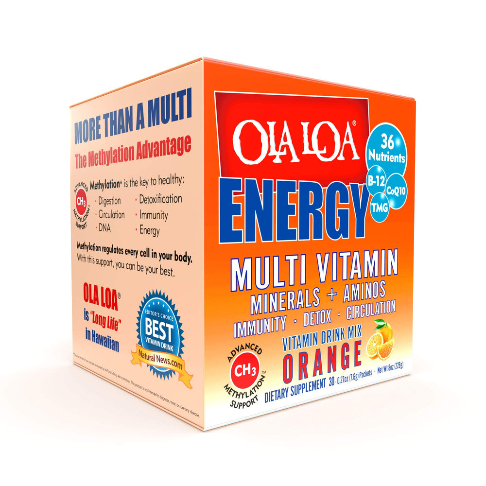 Ola Loa Energy Orange dissolving packet for quick daily vitamin boost
