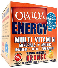 Ola Loa Energy Orange ingredients label highlights minerals and amino acids
