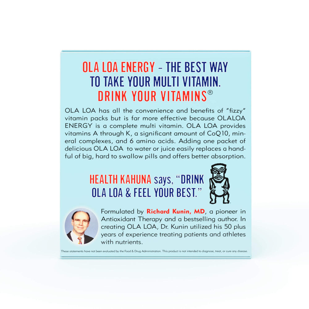 Ola Loa Energy pour dissolves quickly for on-the-go wellness.