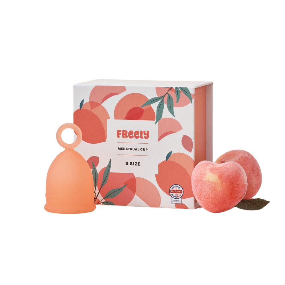 Oldam Freely menstrual cup in soft peach small ready for everyday wear