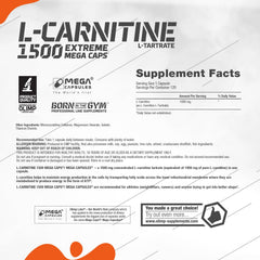 OLIMP L-Carnitine 1500 1000 mg content on the label close-up.