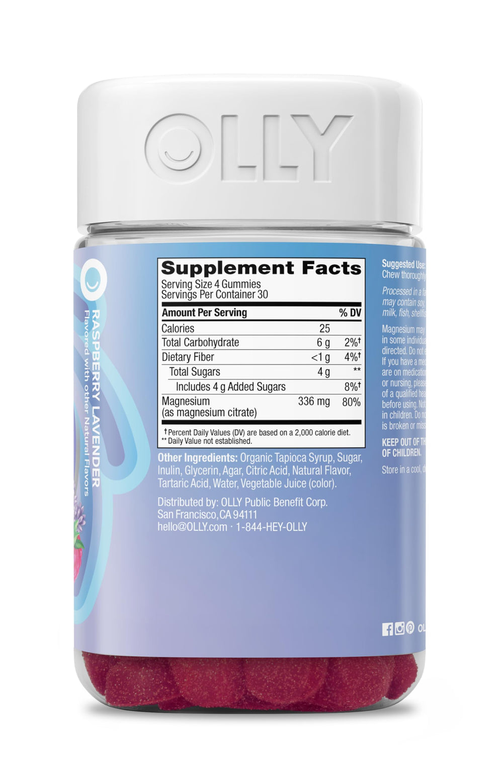 OLLY Relaxing Magnesium Gummies bottle being poured for simple daily intake