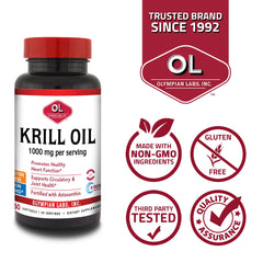 Astaxanthin-enriched Krill Oil from Olympian Labs providing antioxidant support.