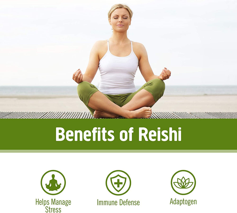 OM Mushroom Superfood Reishi capsules label detail with organic cues