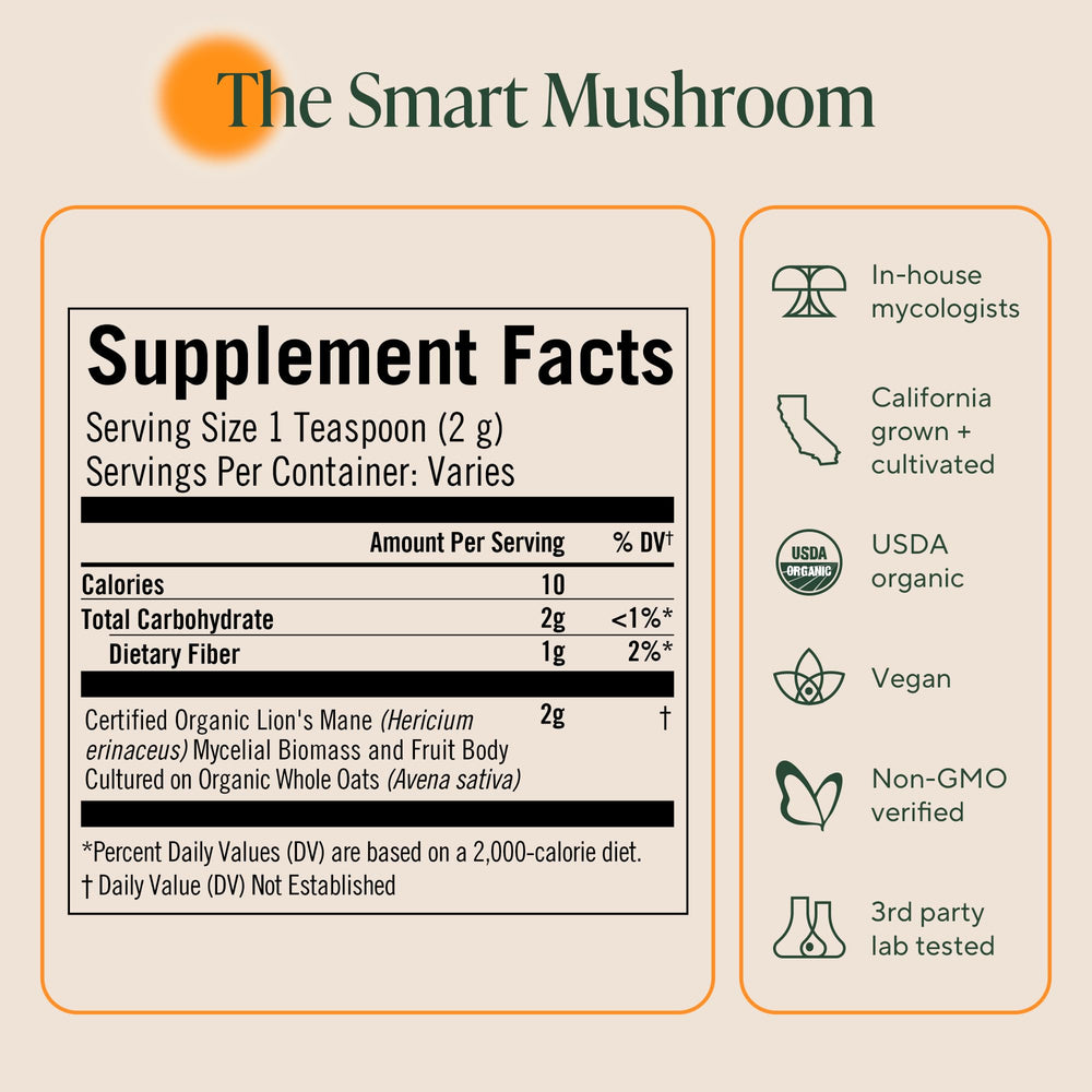 Blended into a smoothie for steady daytime clarity and alertness.