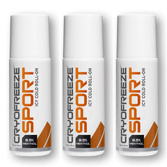 OMAX CryoFreeze Sport roll-on bottle for targeted cooling relief.