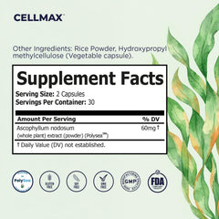 Omax3 Cellmax sustainability label focusing on pure, gluten-free, non-GMO promise