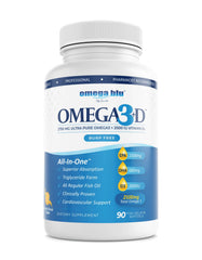 Omega Blu Triple Strength capsules close-up highlighting high EPA and DHA content.