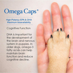 Omega Caps HP SnipTips vet-formulated banner signals professional formulation.