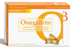 OmegaBrite 7010MD bottle pouring suggests easy daily servings for overall wellness.