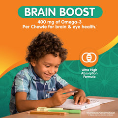 OmegaVia Kids Omega-3 Gummies fruity flavor close-up, sugar-free