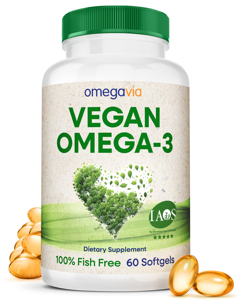 OmegaVia vegan omega-3 softgels package for daily DHA support