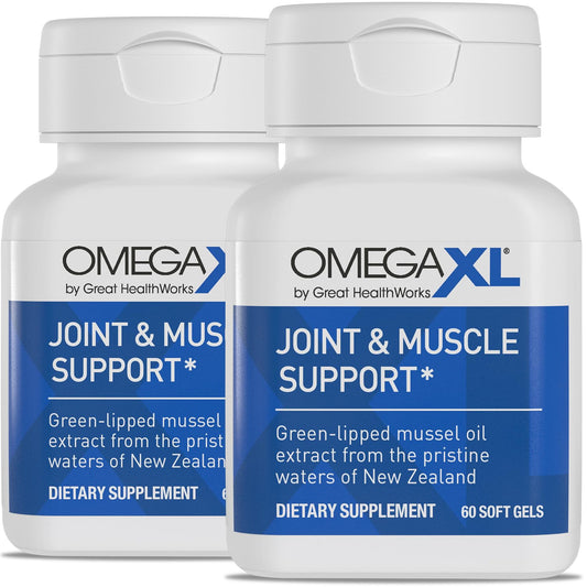 OmegaXL joint-support softgel bottle shown for daily mobility support.
