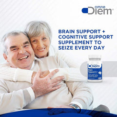 Omne Diem Brain Support capsules closeup highlights convenient daily use.