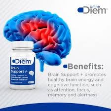 Omne Diem Brain Support packaging box highlights bottle and capsule counts.