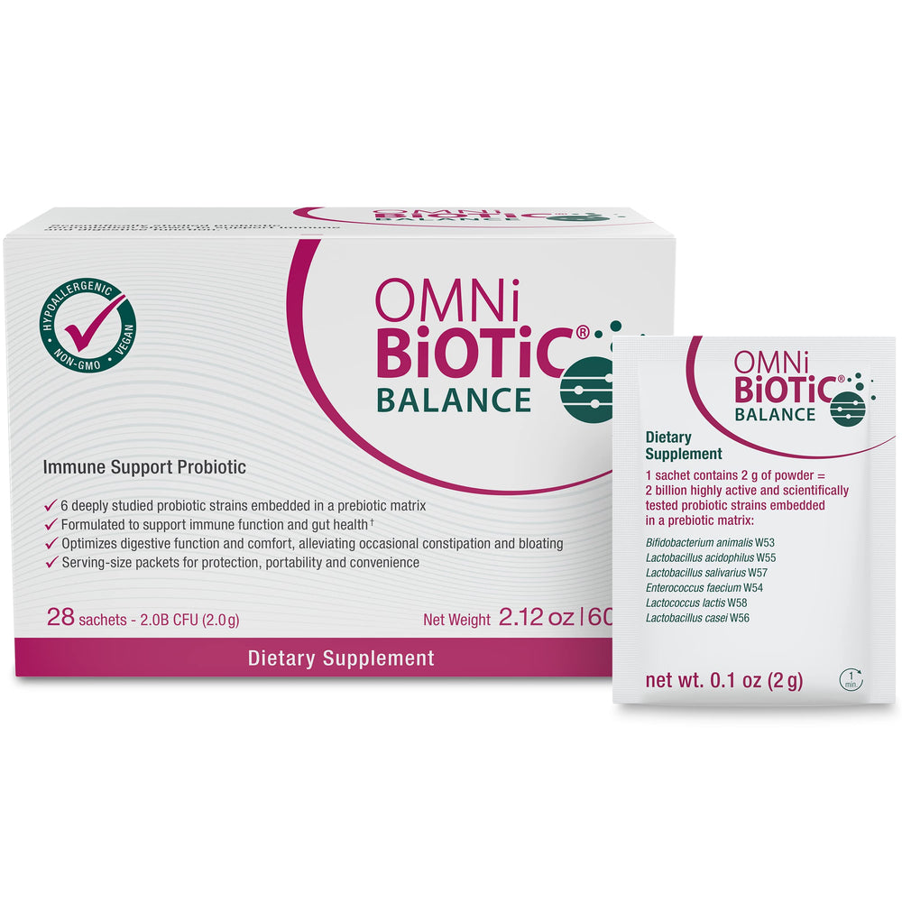 OMNi BiOTiC Balance bottle with label highlighting immune support