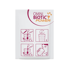 Close-up of the OMNi-BiOTiC Power label, emphasizing vegan and non-GMO features with magnesium citrate.