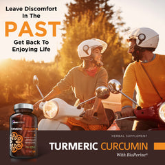OmniBiotics turmeric bottle pour demonstrates easy daily dosing.