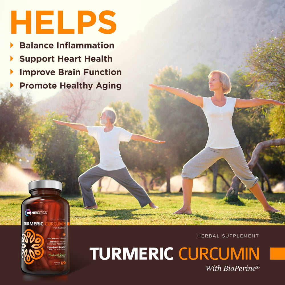 OmniBiotics turmeric root powder bowl displays vibrant golden hue signaling quality.