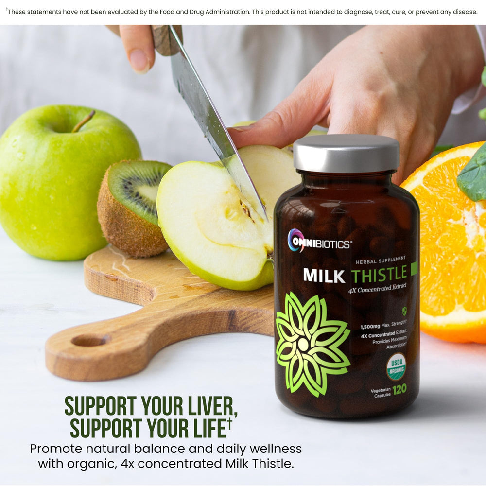 OmniBiotics USA-sourced ingredients badge near bottle.