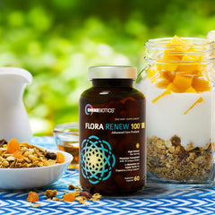 Vegan non-GMO gluten-free labeling on Flora Renew packaging.