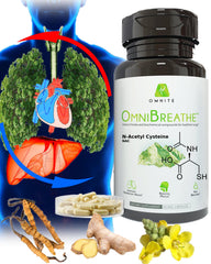 Omnite Asthma Relief bottle pour for easy daily lung comfort.