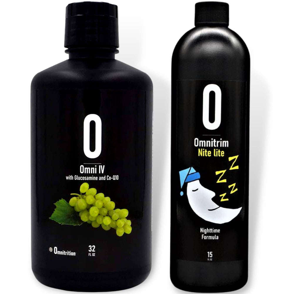 Omnitrition AM and PM bundle packaging featuring two convenient liquid supplements.