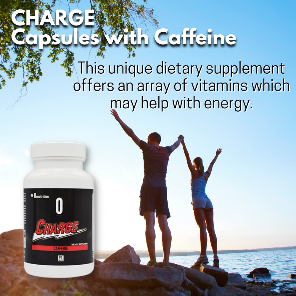 Omnitrition Charge regular-label capsules—daily energy support in convenient form.