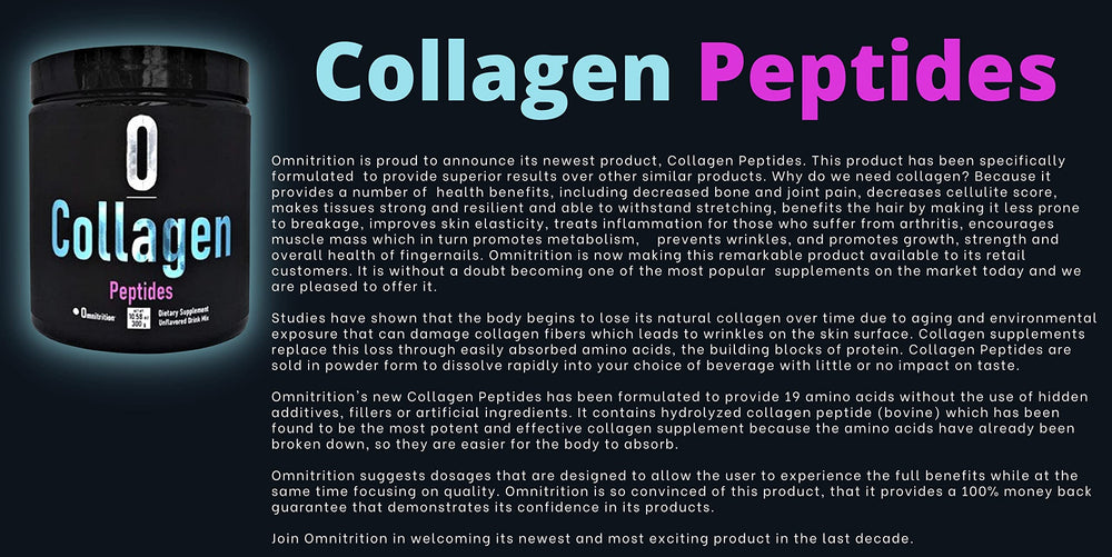 Omnitrition Collagen Peptides hydrolyzed powder dissolving in water