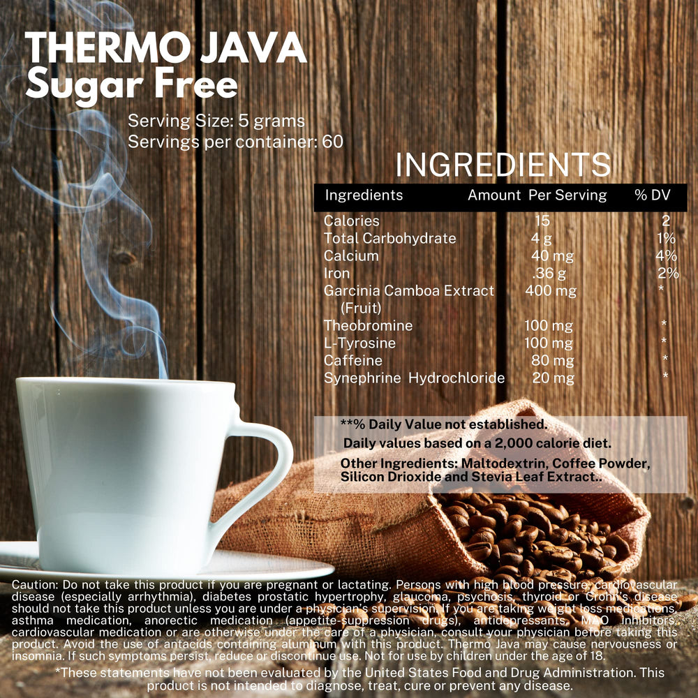 Omnitrition Thermo Java scoop with powder for quick mixing.