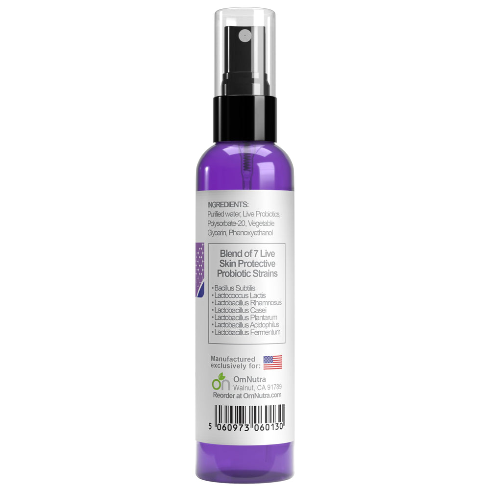 OmNutra Staphyderm spray mist dispense demonstrates easy, even application.