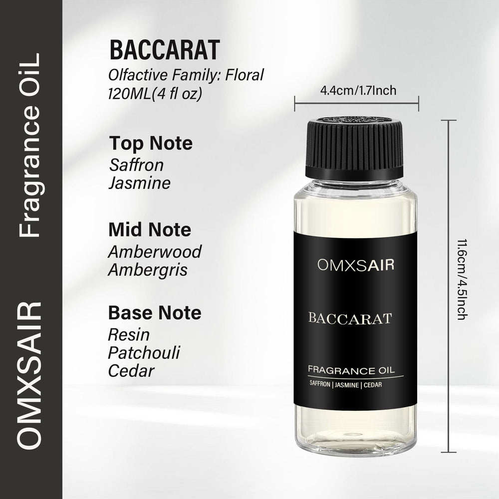 OMXSair Baccarat diffuser oil diffusion in a diffuser setup creates premium scent dispersion.
